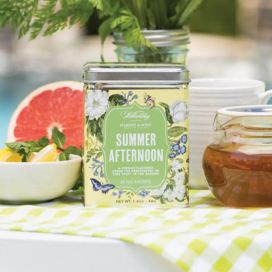 Tea Tin - Williamsburg Summer Afternoon Tea - Sachets / Tin of 20 Sachets - Harney & Sons Fine Teas