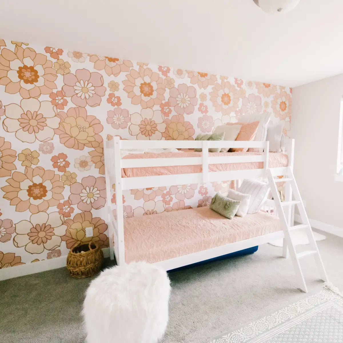 Willow Wallpaper - Mod Pink Flowers - by Indy and Pippa - Loomwell Home Goods