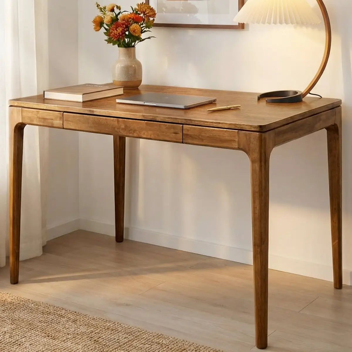 Wilma 48’’ Rubber Wood Desk - Natural - Megsu