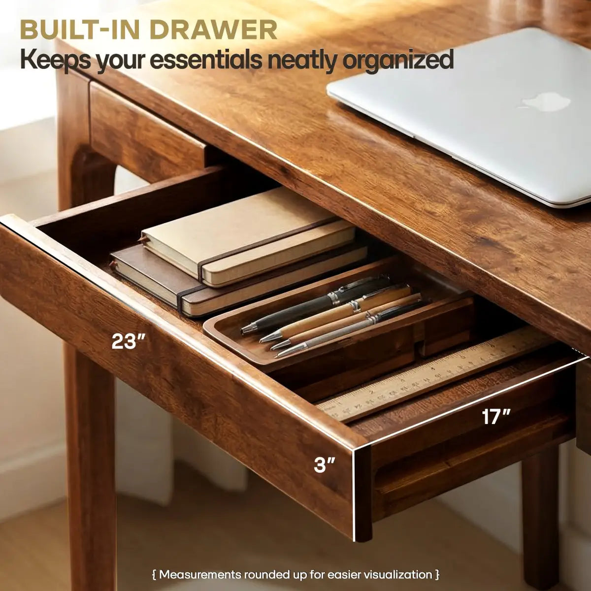 Wilma 48’’ Rubber Wood Desk - Megsu