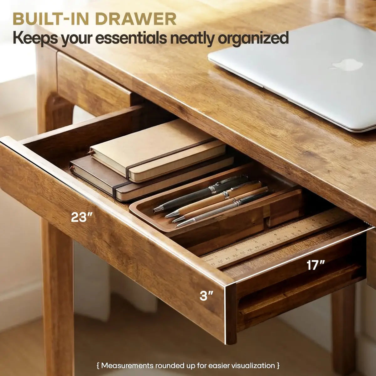 Wilma 48’’ Rubber Wood Desk - Megsu