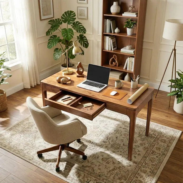 Wilma 48’’ Rubber Wood Desk - Megsu