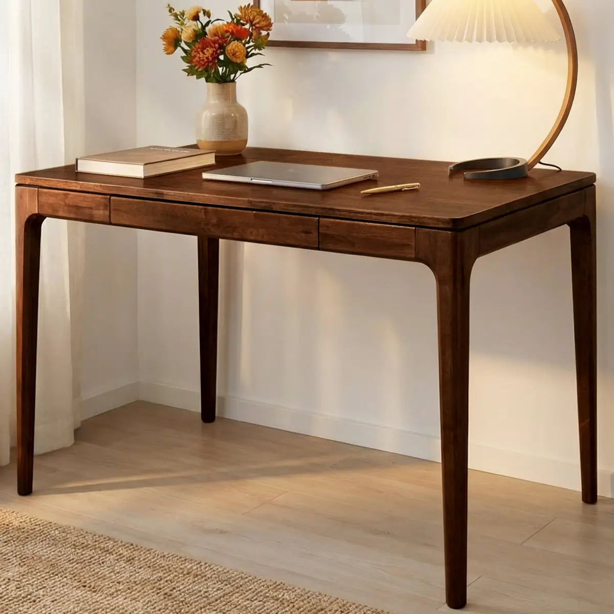 Wilma 48’’ Rubber Wood Desk - Walnut - Megsu