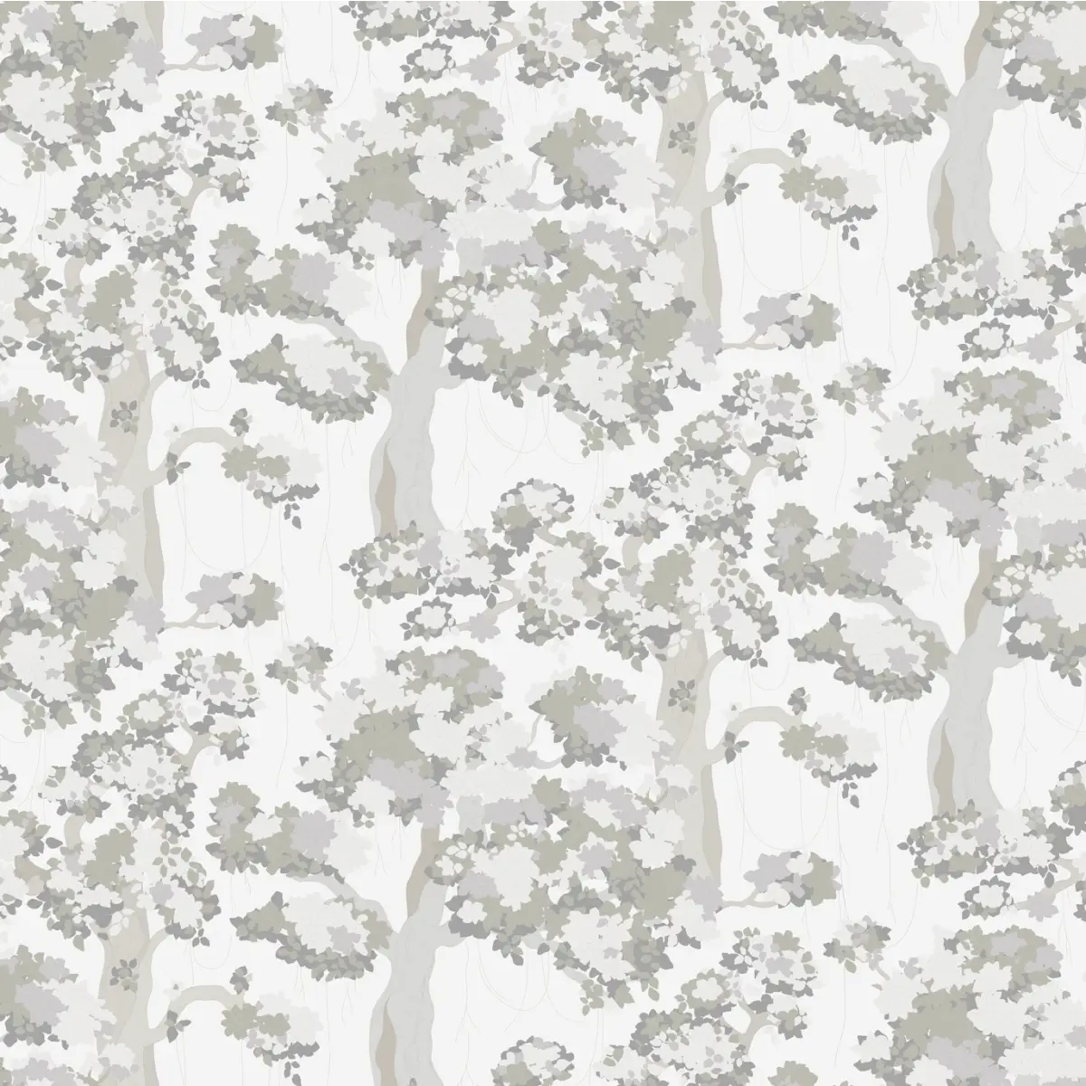 Wilma Wallpaper - Trees - by Grateful Artsy Soul - Sample 1 foot by 1 foot / Silver - Loomwell Home Goods