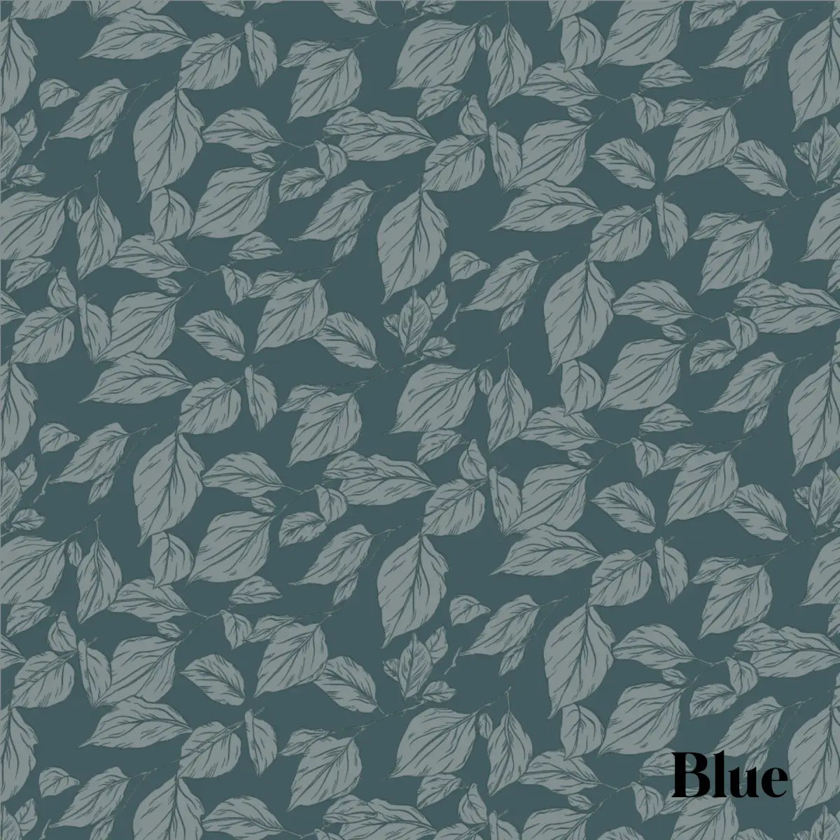 Windermere Wallpaper - Leaves - by Aubrey Fairchild - Sample 1 foot by 1 foot / Blue - Loomwell Home Goods