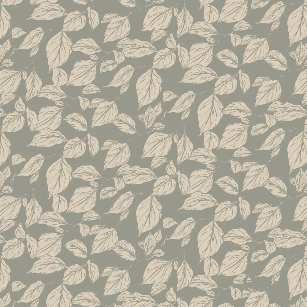 Windermere Wallpaper - Leaves - by Aubrey Fairchild - Sample 1 foot by 1 foot / Gray - Loomwell Home Goods