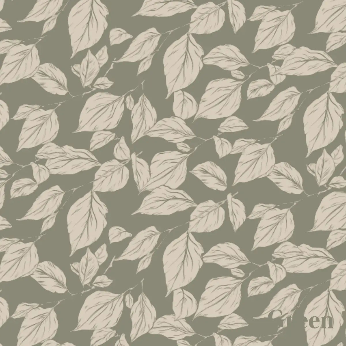 Windermere Wallpaper - Leaves - by Aubrey Fairchild - Sample 1 foot by 1 foot / Green - Loomwell Home Goods