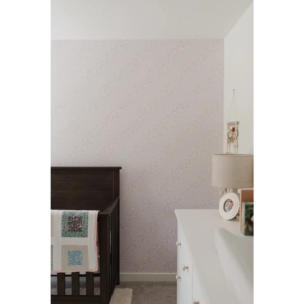 Winnie Wallpaper - Floral Diagonal Stripe - by Melissa Johnson Design - Loomwell Home Goods
