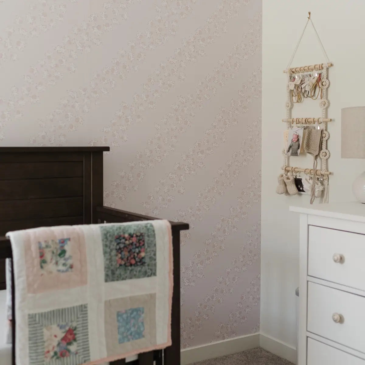Winnie Wallpaper - Floral Diagonal Stripe - by Melissa Johnson Design - Loomwell Home Goods