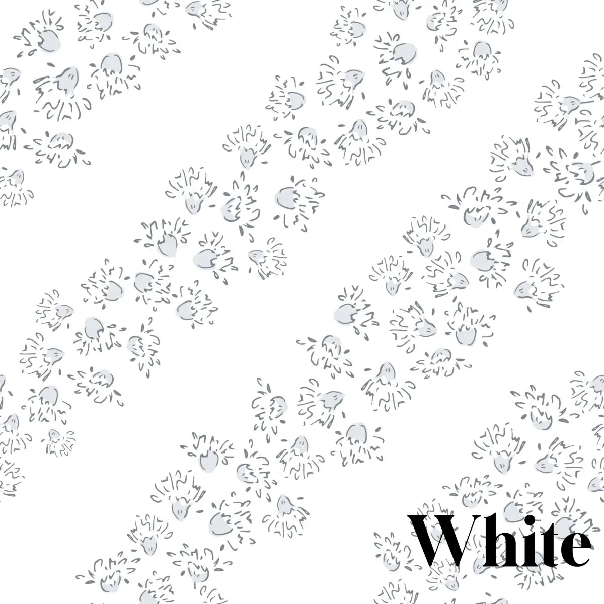 Winnie Wallpaper - Floral Diagonal Stripe - by Melissa Johnson Design - Sample 1 foot by 1 foot / White - Loomwell Home