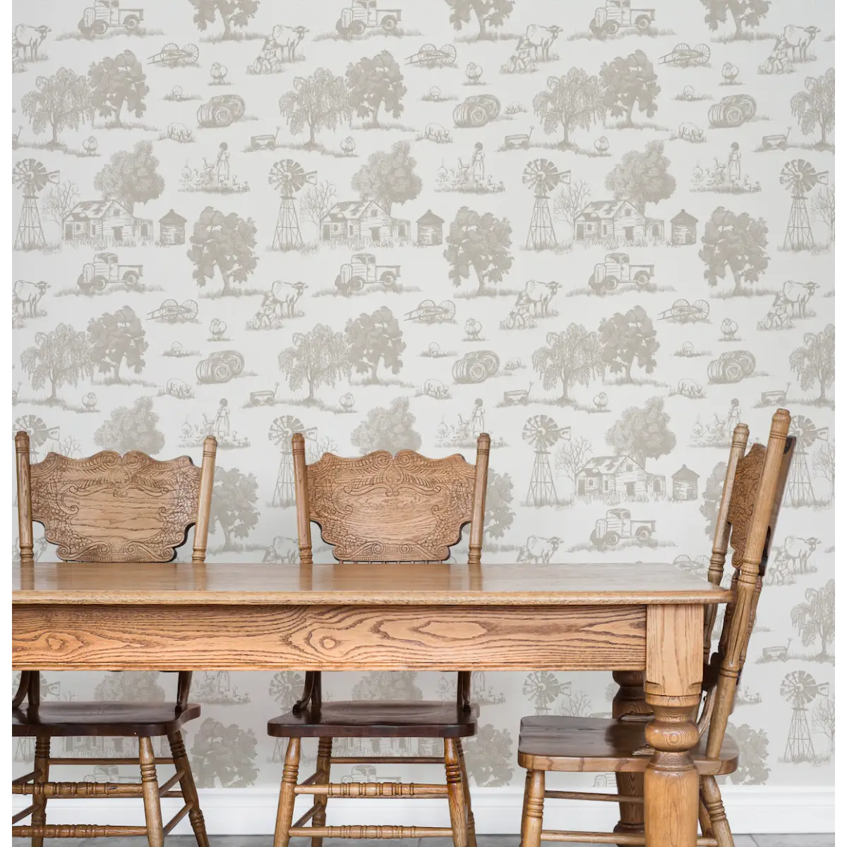 Winona Wallpaper - Farm Toile - Line Drawings by Hannah Langford Design - Loomwell Home Goods