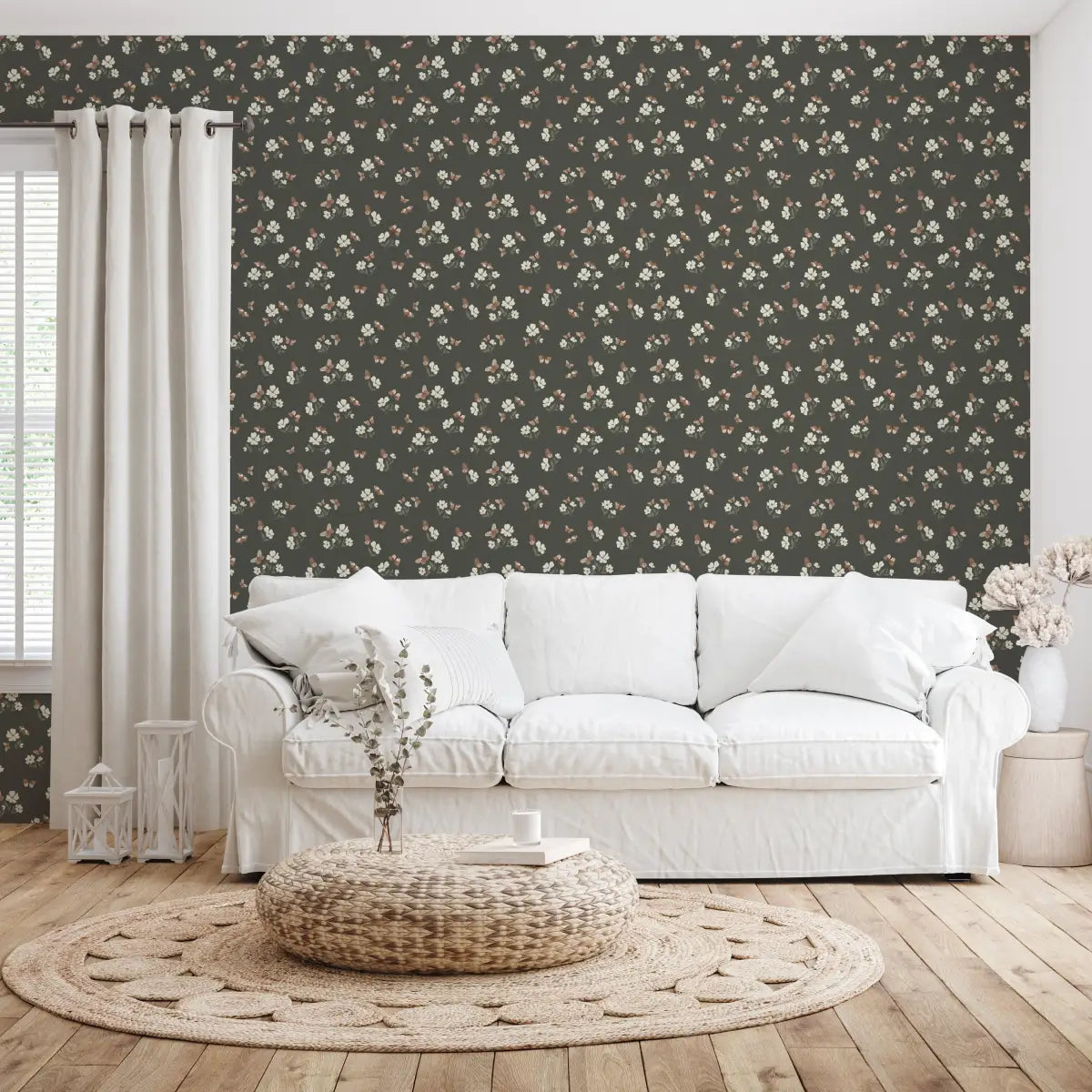 Winslie Wallpaper - Flowers and Butterflies - by Danelys Sidron - Loomwell Home Goods
