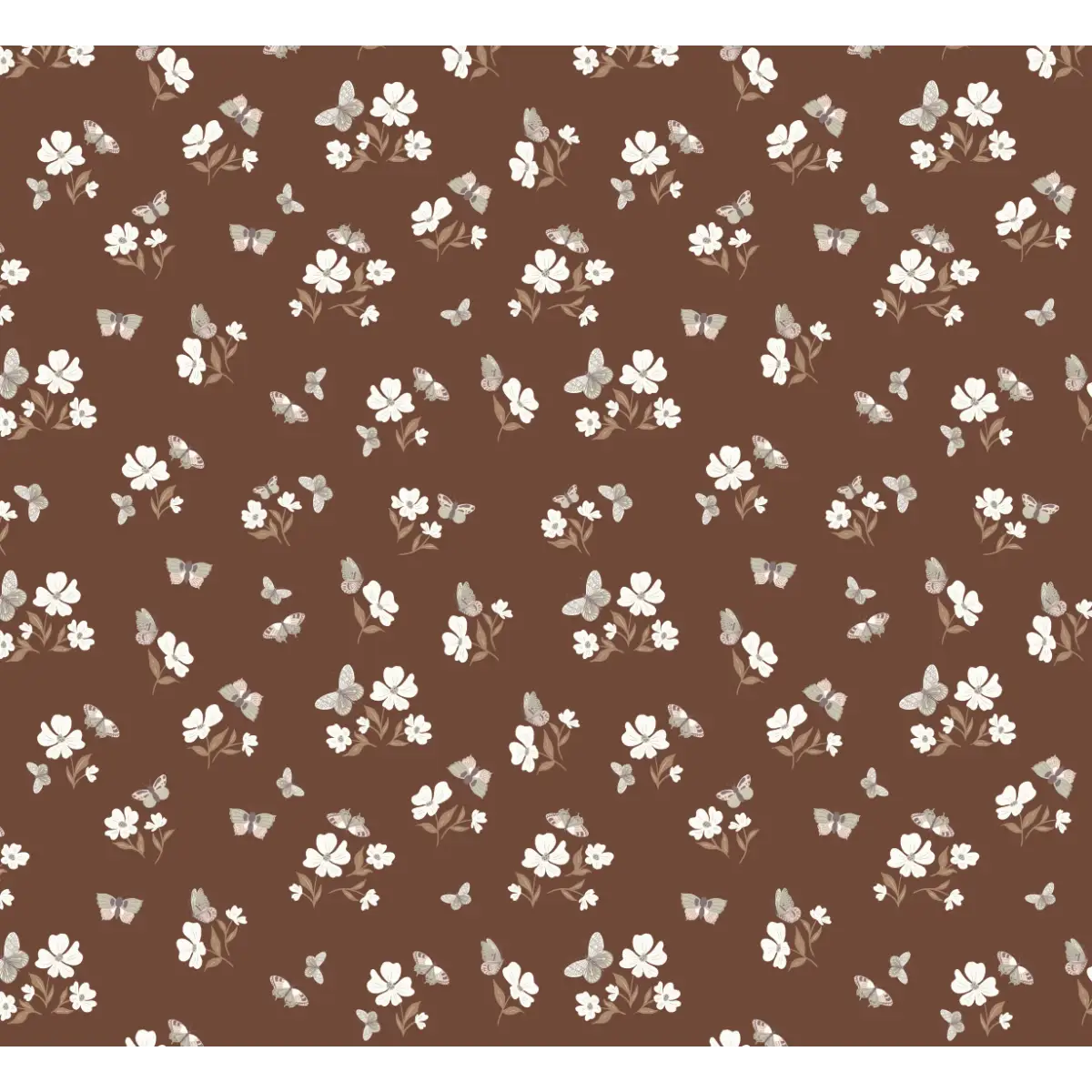 Winslie Wallpaper - Flowers and Butterflies - by Danelys Sidron - Sample 1 foot by 1 foot / Burgundy - Loomwell Home