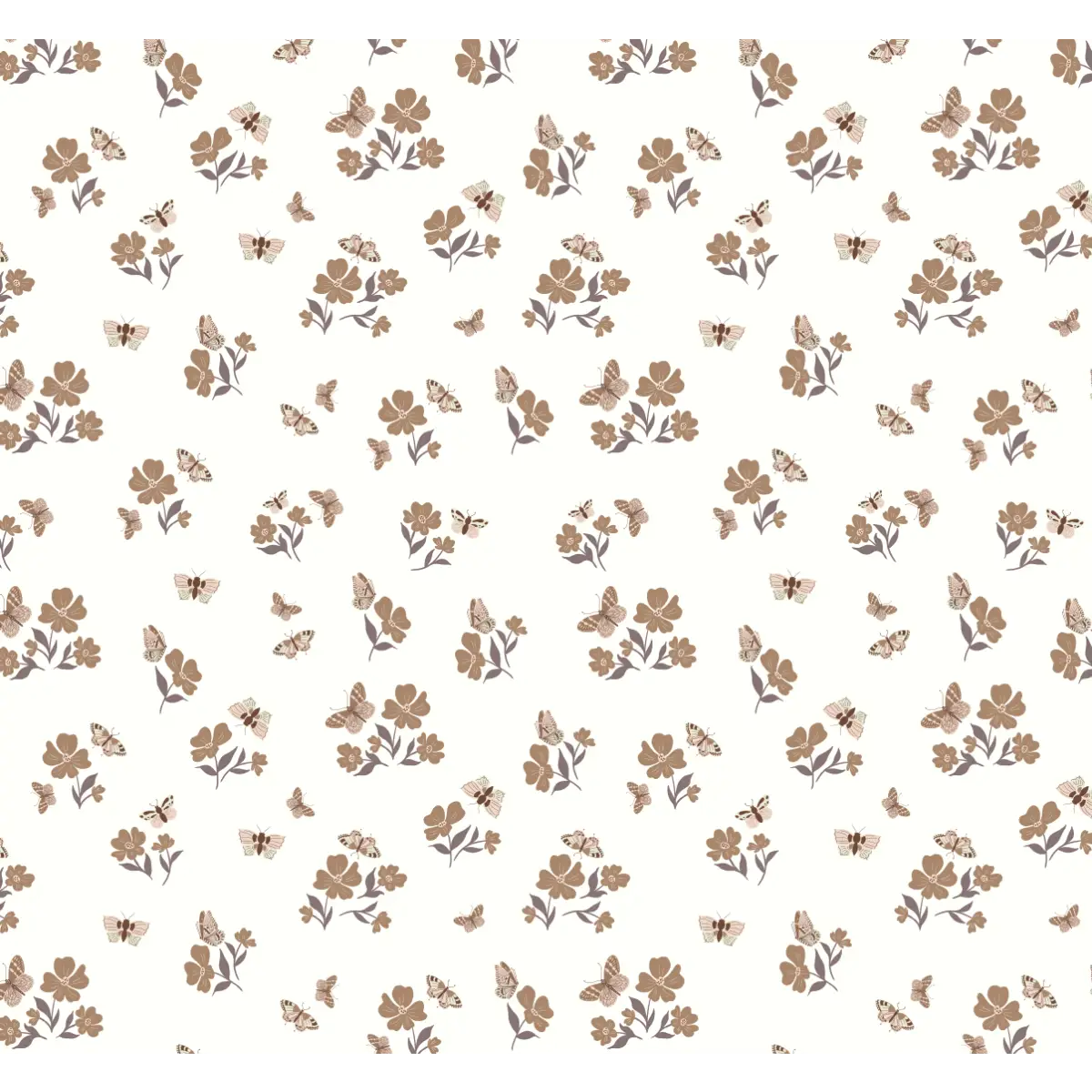 Winslie Wallpaper - Flowers and Butterflies - by Danelys Sidron - Sample 1 foot by 1 foot / White - Loomwell Home Goods
