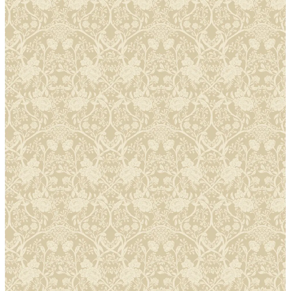 Winslow Wallpaper - Art Deco Floral - by Beeky Illustration - Sample 1 foot by 1 foot / Mustard - Loomwell Home Goods