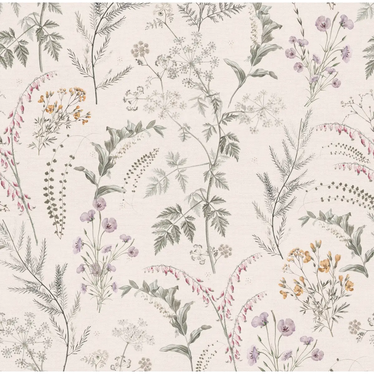 Winsome Wallpaper - Botanical Ferns - by Aynsley Ovard x Bloomery Decor - Sample 1 foot by 1 foot / Blush - Loomwell