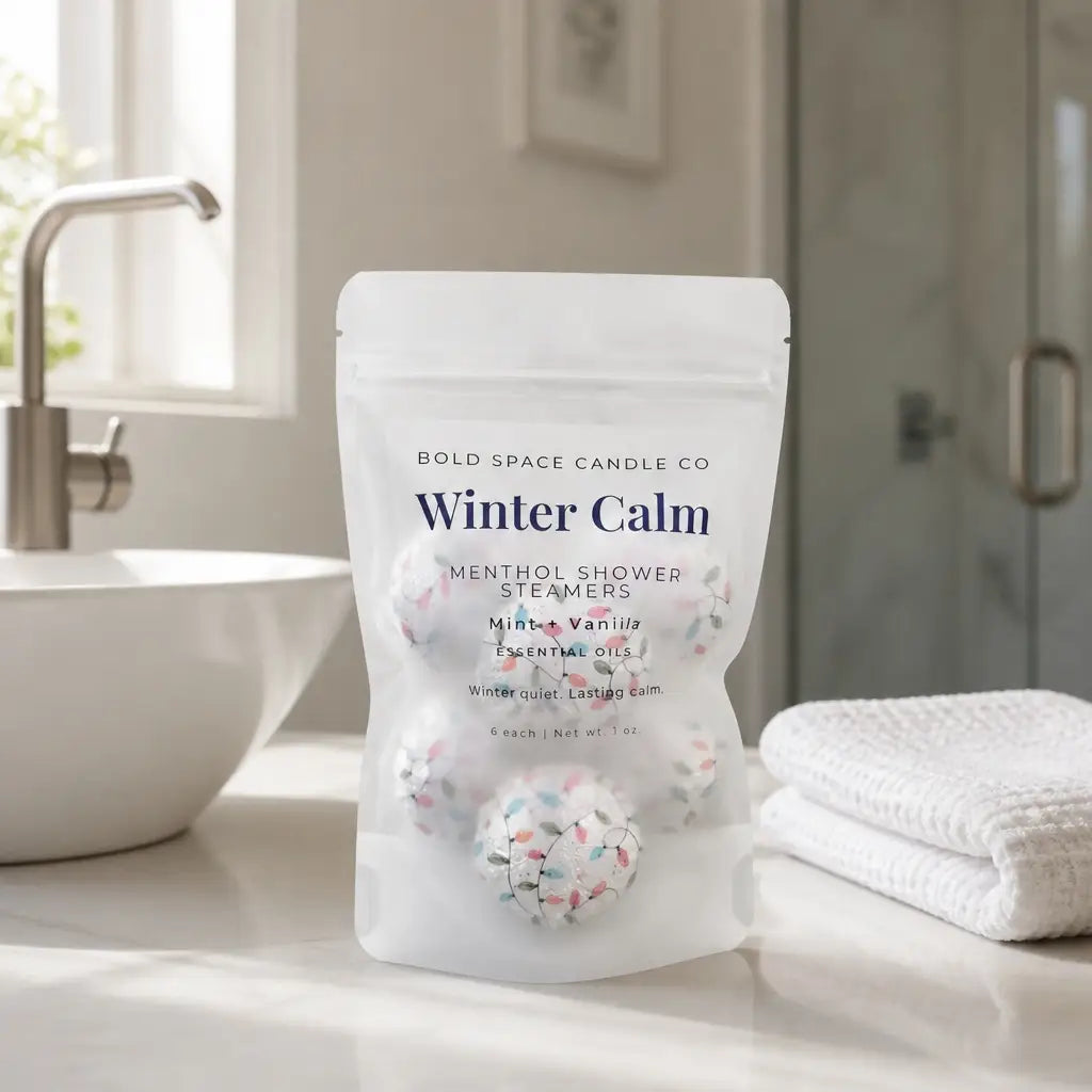 Shower Steamers - Winter Calm - Menthol Mint + Vanilla - 6 pack - Bold Space Candle Co.