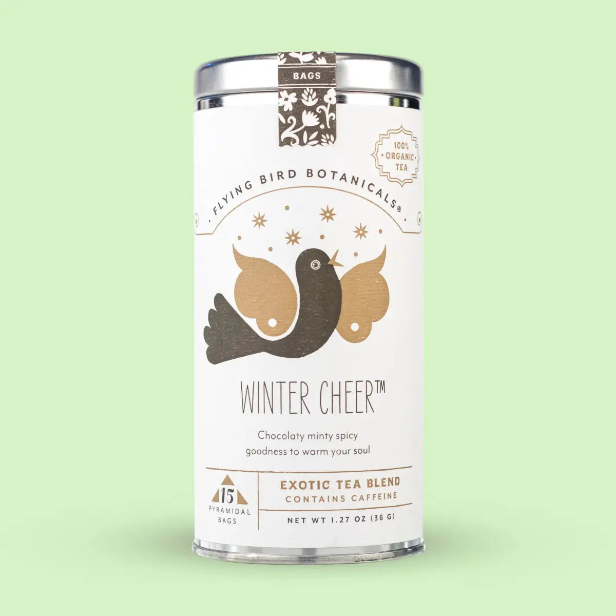 Organic Tea - Winter Cheer – 15 Tea Bag Tin - Flying Bird Botanicals