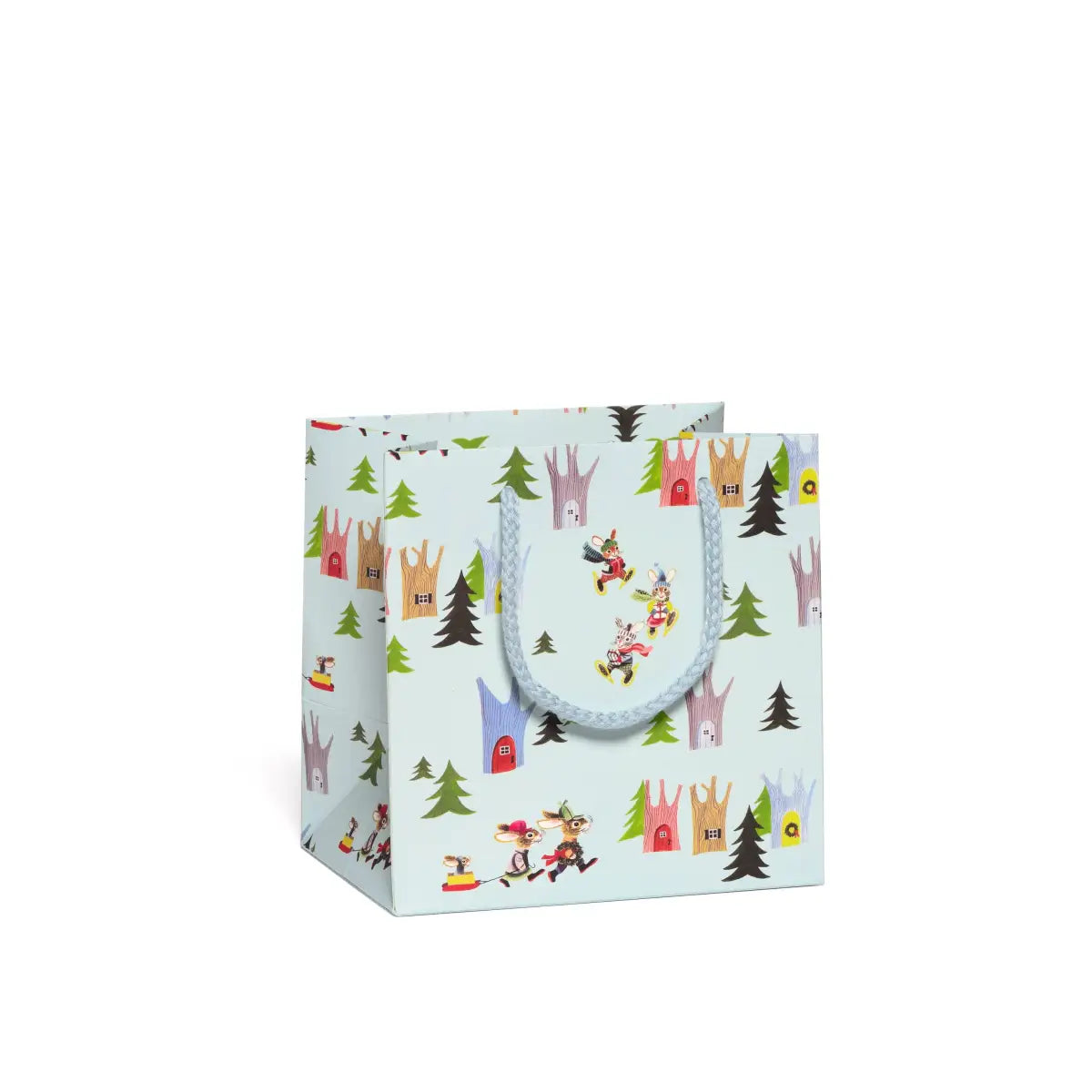 Holiday Gift Bag - Winter Bunny Scene - Small - Red Cap Cards