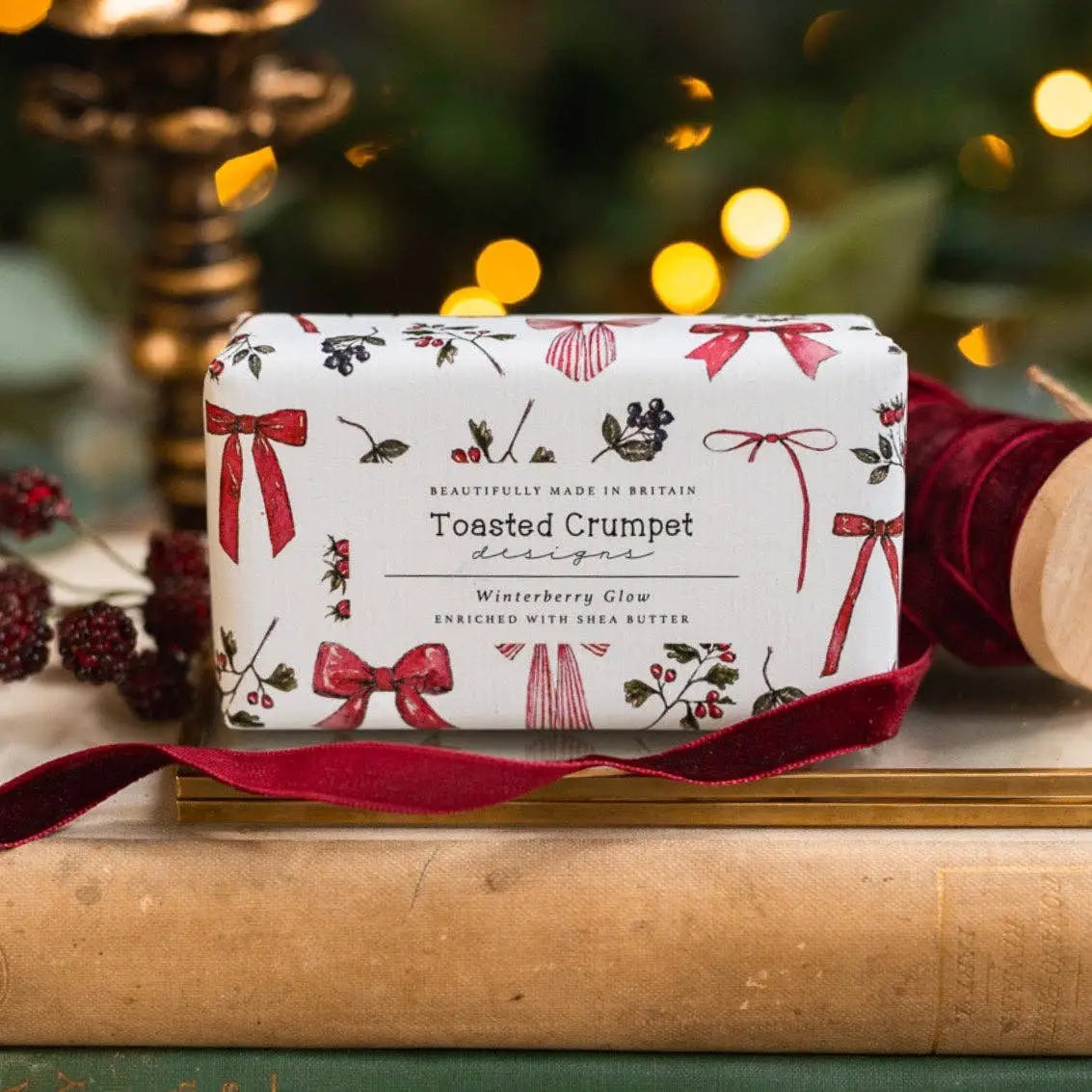 Luxury Bar Soap - Winterberry Glow - Bows & Berries - Toasted Crumpet (We Pay All US Duties & Tariffs)