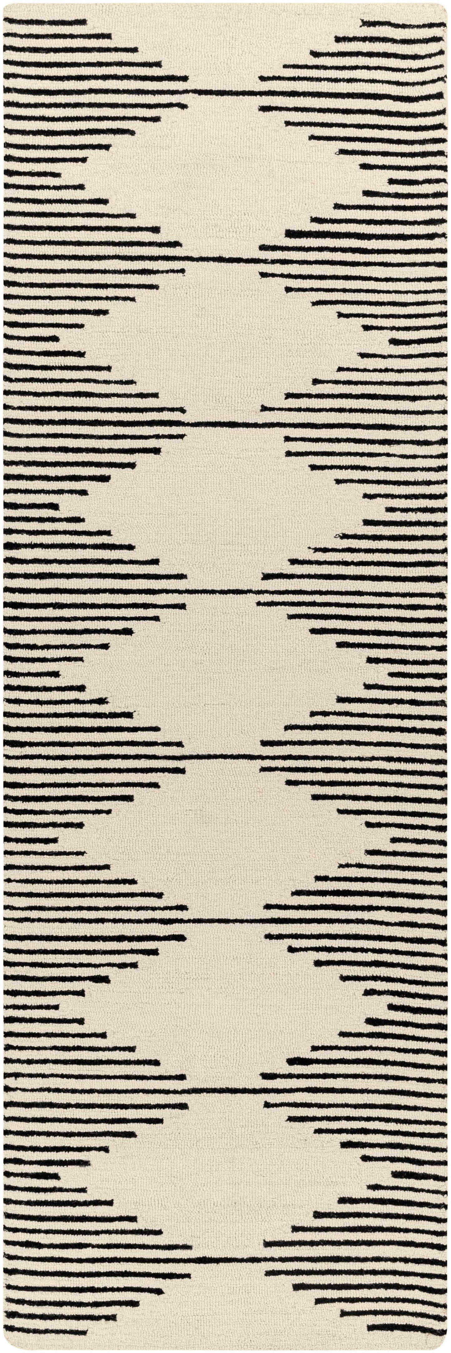 Black Modern Hand Tufted Wool Rug - 2’6’’ x 8’ Runner - Boutique Rugs