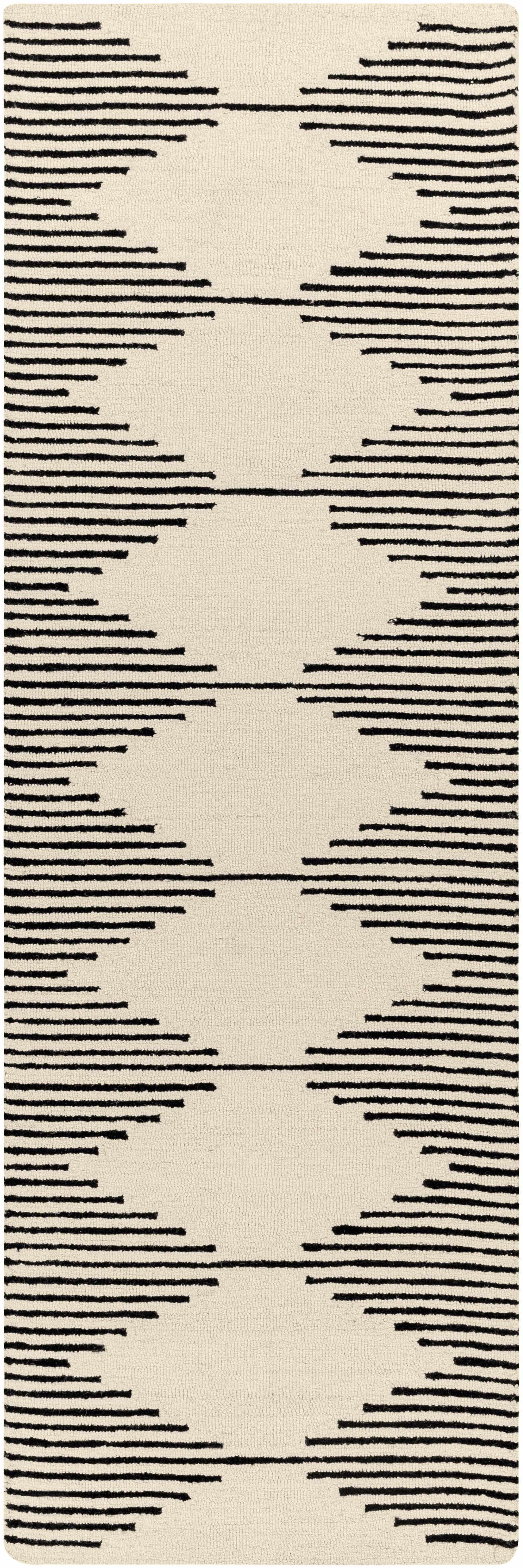 Black Modern Hand Tufted Wool Rug - 2’6’’ x 8’ Runner - Boutique Rugs