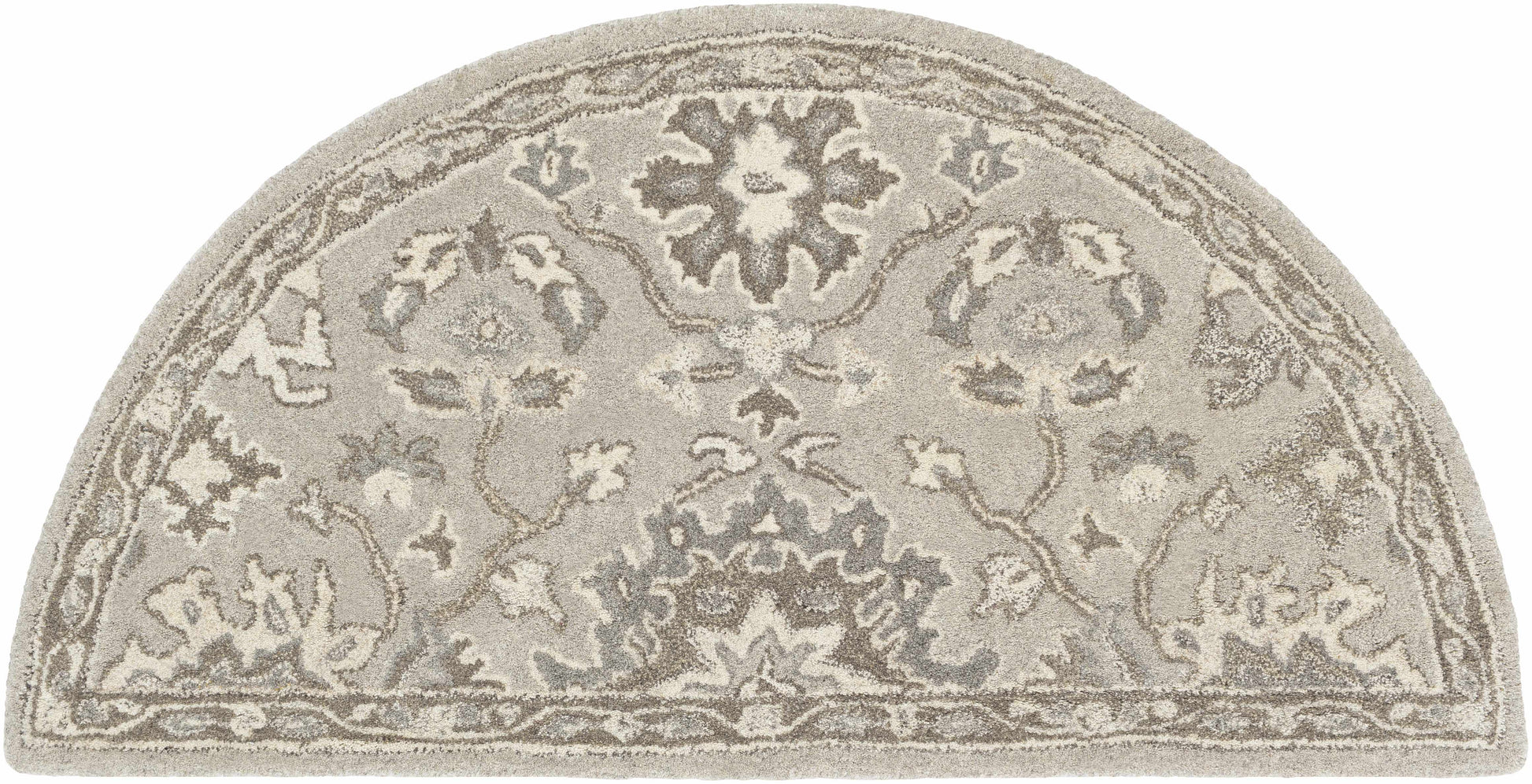 Gray Beige Traditional Thick Wool Rug - 2’ x 4’ Hearth - Boutique Rugs