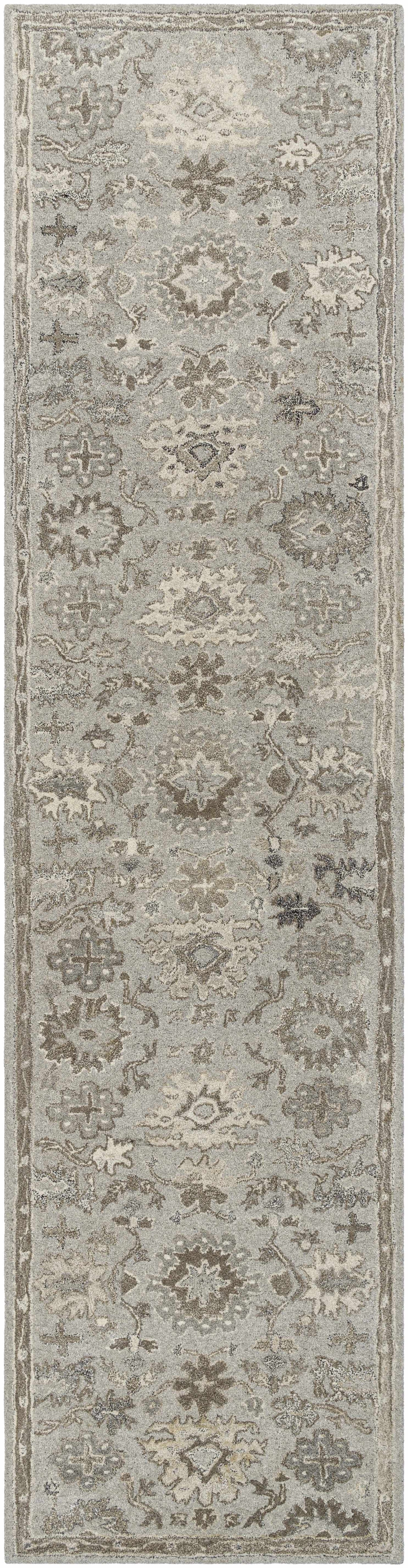 Gray Beige Traditional Thick Wool Rug - Boutique Rugs