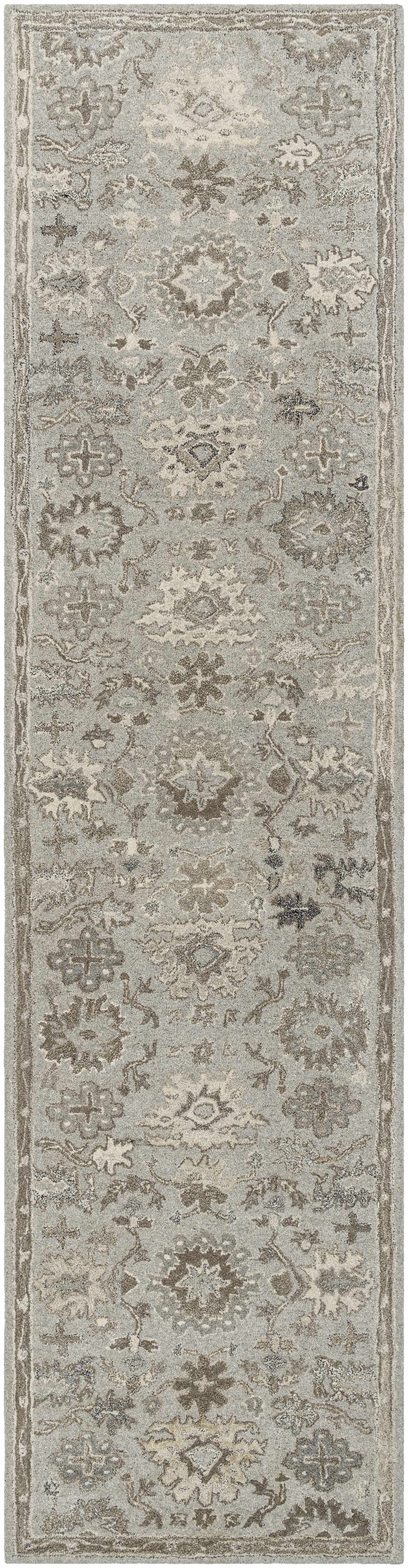Gray Beige Traditional Thick Wool Rug - Boutique Rugs