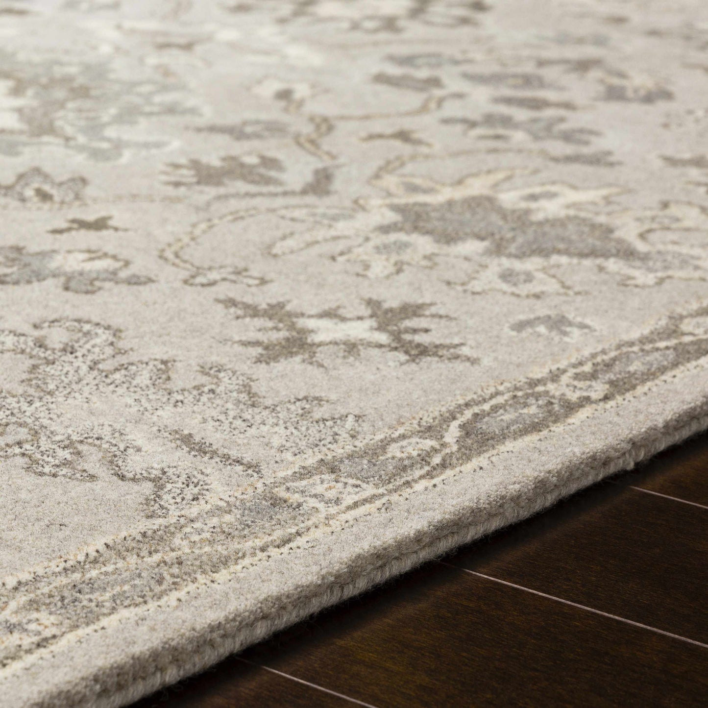 Gray Beige Traditional Thick Wool Rug - Boutique Rugs