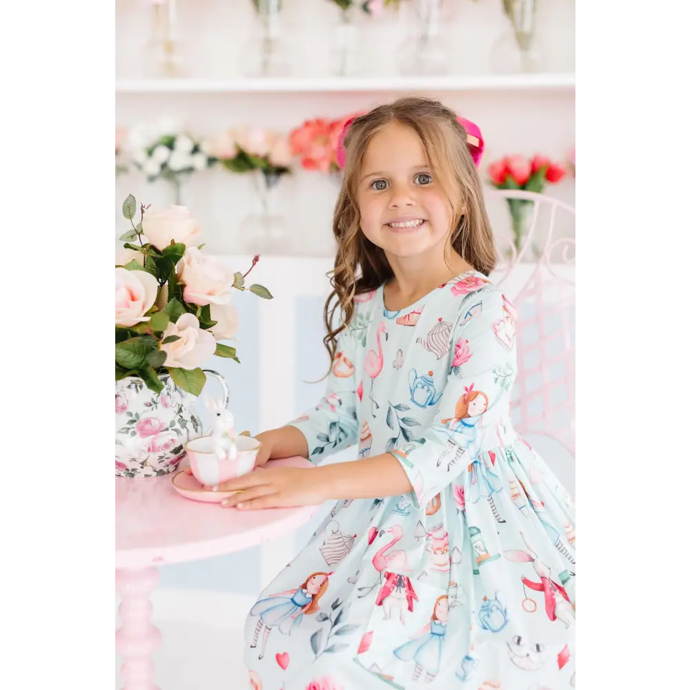 Wonderland 3/4 Sleeve Pocket Twirl Dress - Mila & Rose ®