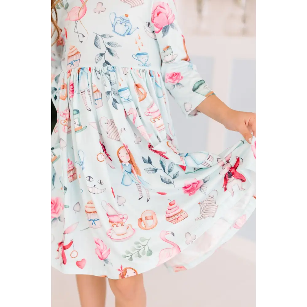 Wonderland 3/4 Sleeve Pocket Twirl Dress - Mila & Rose ®