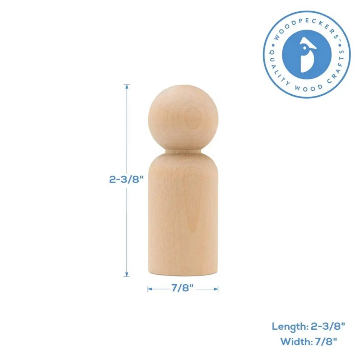 Wood Peg Doll 1-3/4’’ - Woodpeckers Crafts