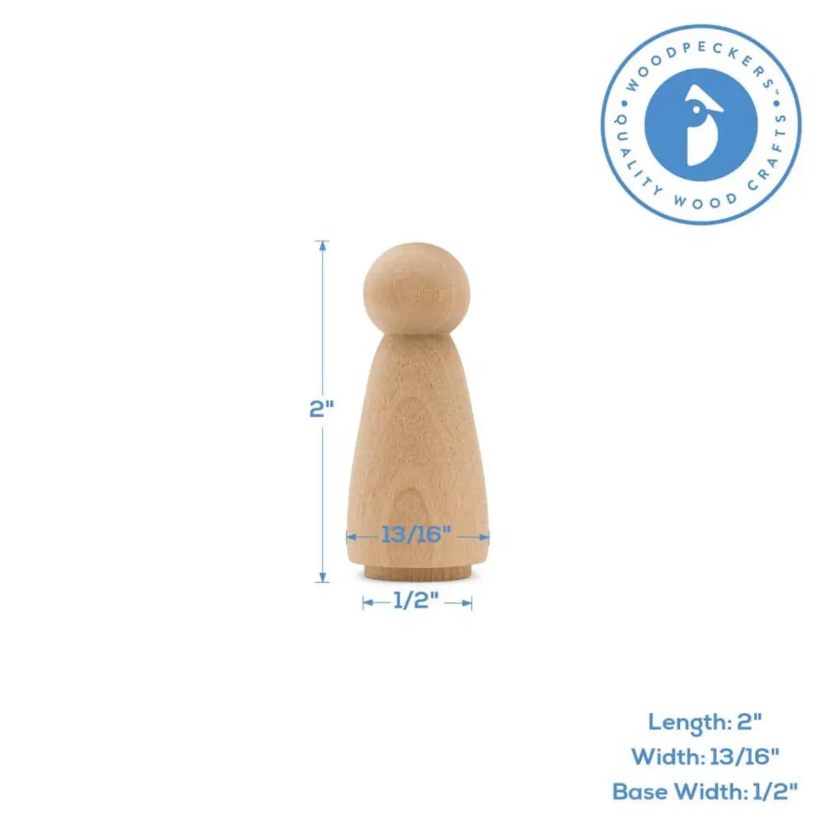 Wood Peg Doll 1-3/4’’ - Woodpeckers Crafts
