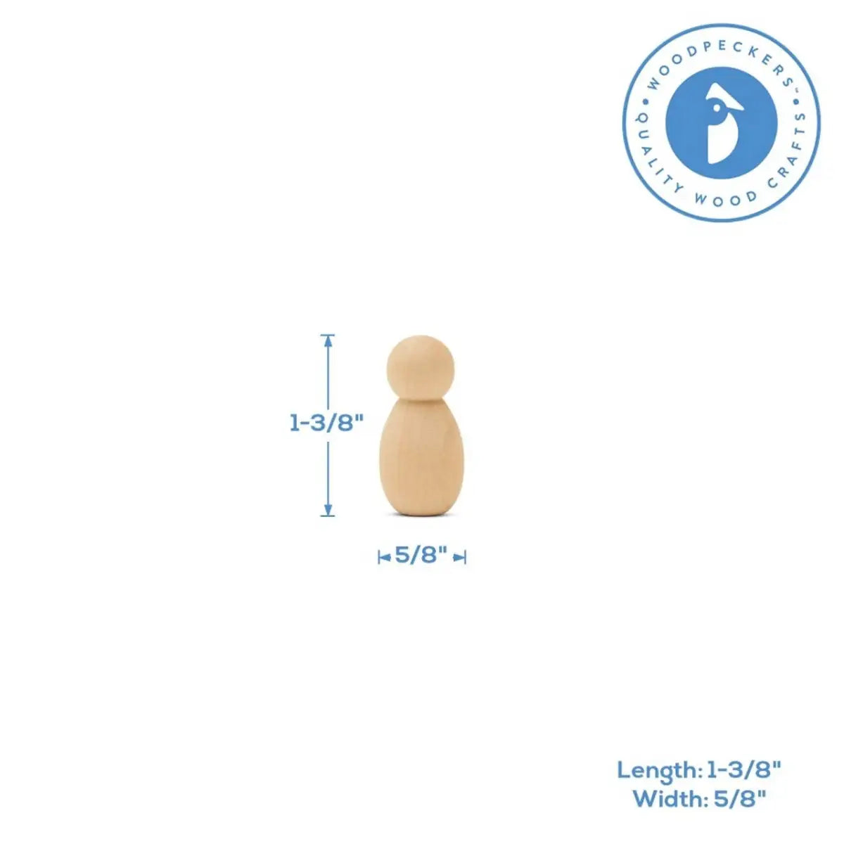 Wood Peg Doll 1-3/4’’ - Woodpeckers Crafts