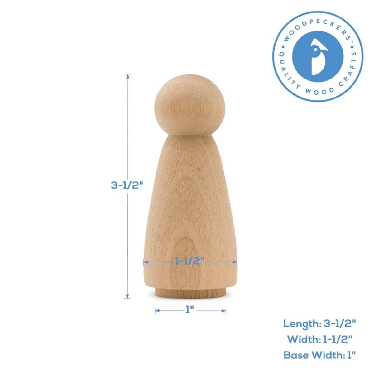 Wood Peg Doll 1-3/4’’ - Woodpeckers Crafts