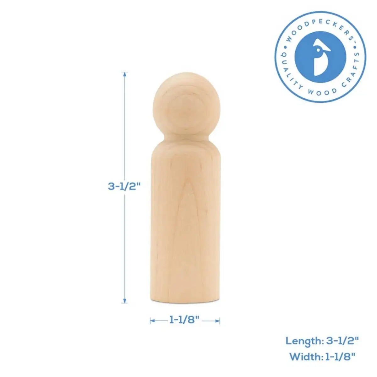Wood Peg Doll 1-3/4’’ - Woodpeckers Crafts