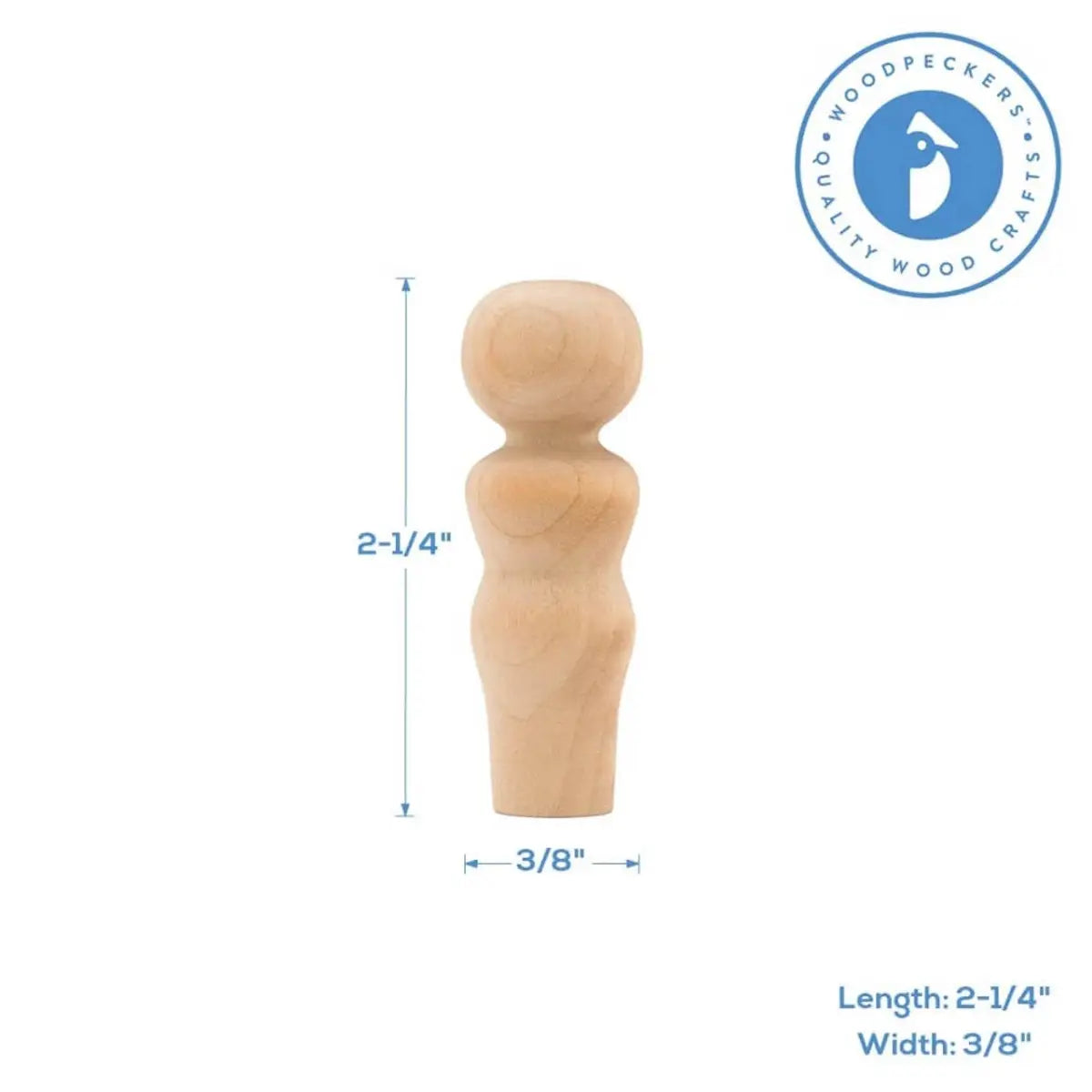 Wood Peg Doll 1-3/4’’ - Woodpeckers Crafts