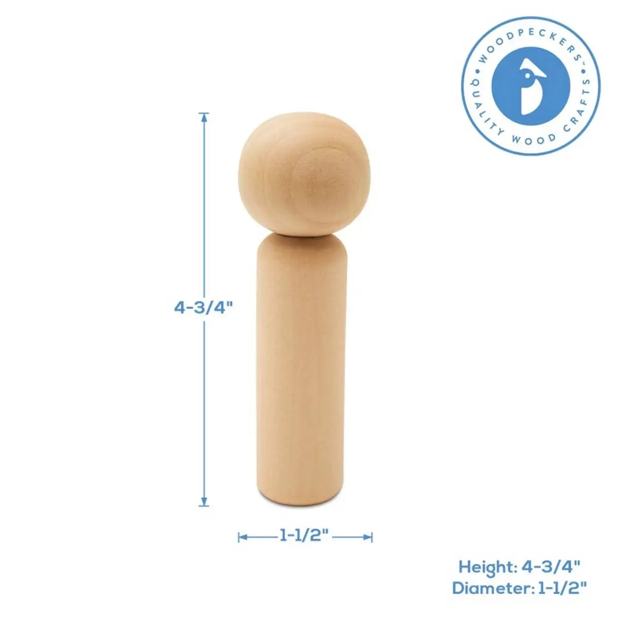 Wood Peg Doll 1-3/4’’ - Woodpeckers Crafts