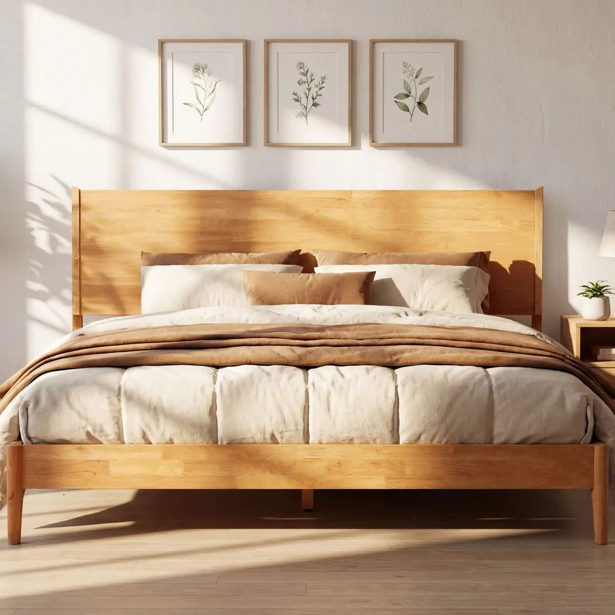 Wood Platform Bed Frame - Acacia Haven Deluxe - Ultimate Comfort and Style - Megsu