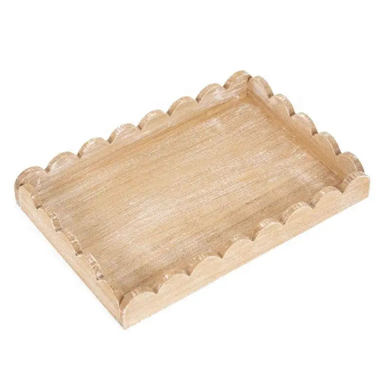 Wood Scallop Tray 13x9x2 - Adams & Co.