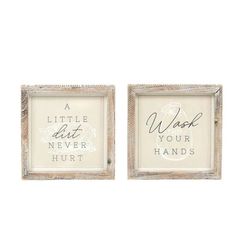 Wood Sign Reversible - Dirty and Clean 7x7x1.5 - Adams & Co.