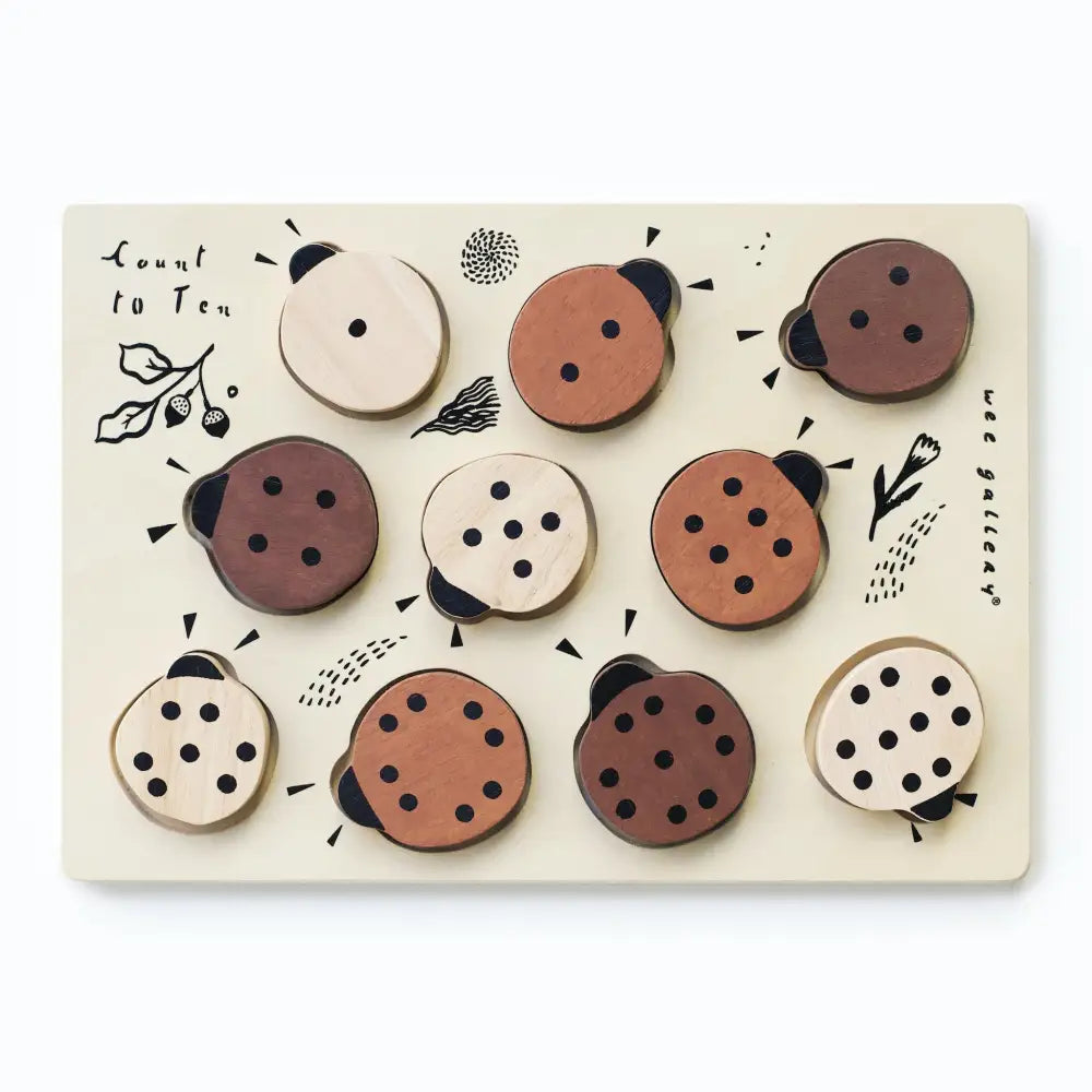 Wooden Tray Puzzle - Count to 10 Ladybugs - Wee Gallery