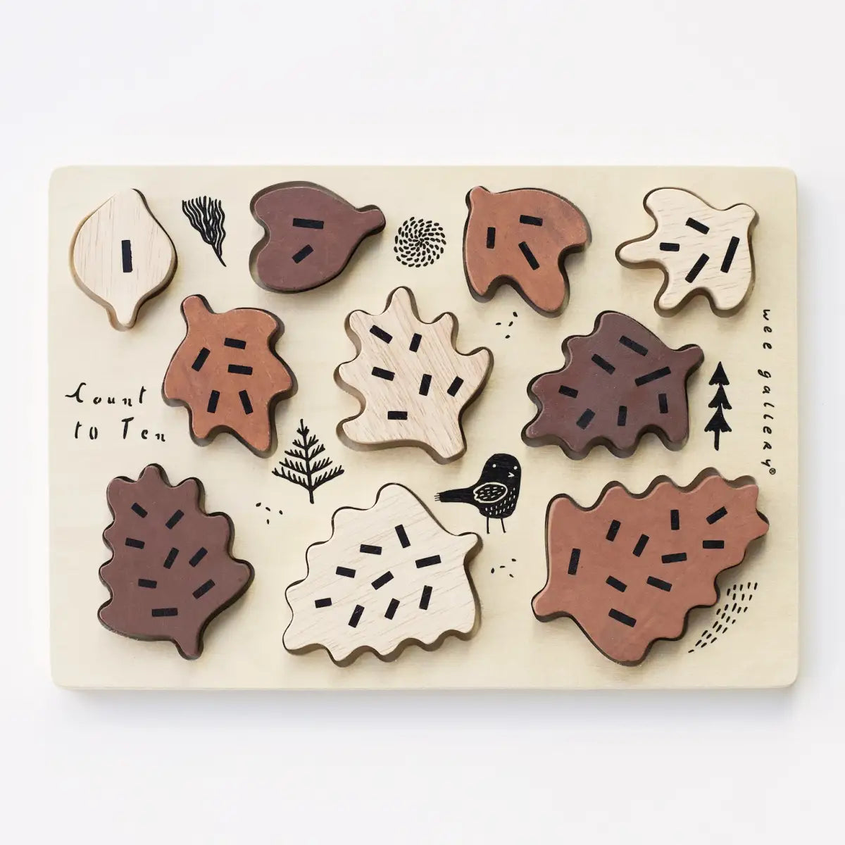 Wooden Tray Puzzle - Count to 10 Leaves - Wee Gallery