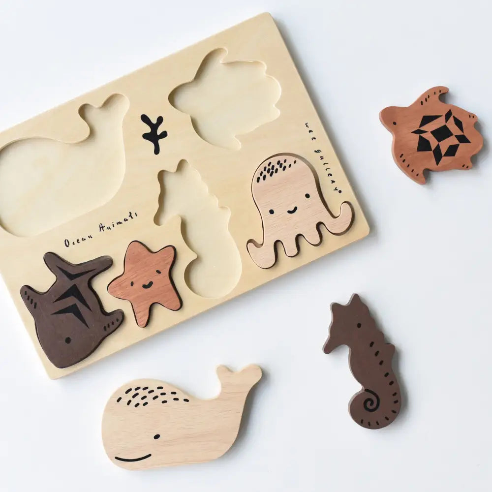 Wooden Tray Puzzle - Ocean Animals - Wee Gallery