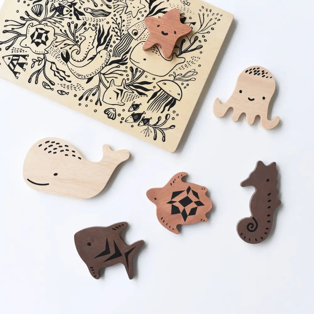 Wooden Tray Puzzle - Ocean Animals - Wee Gallery
