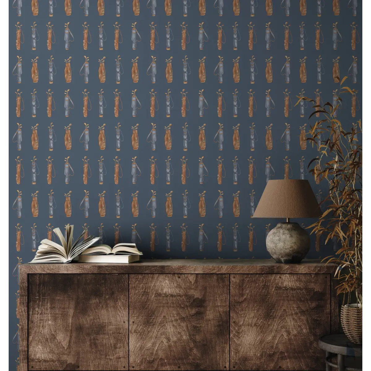Woods Wallpaper - Vintage Golf Bags - by Hailey Kiefer - Loomwell Home Goods