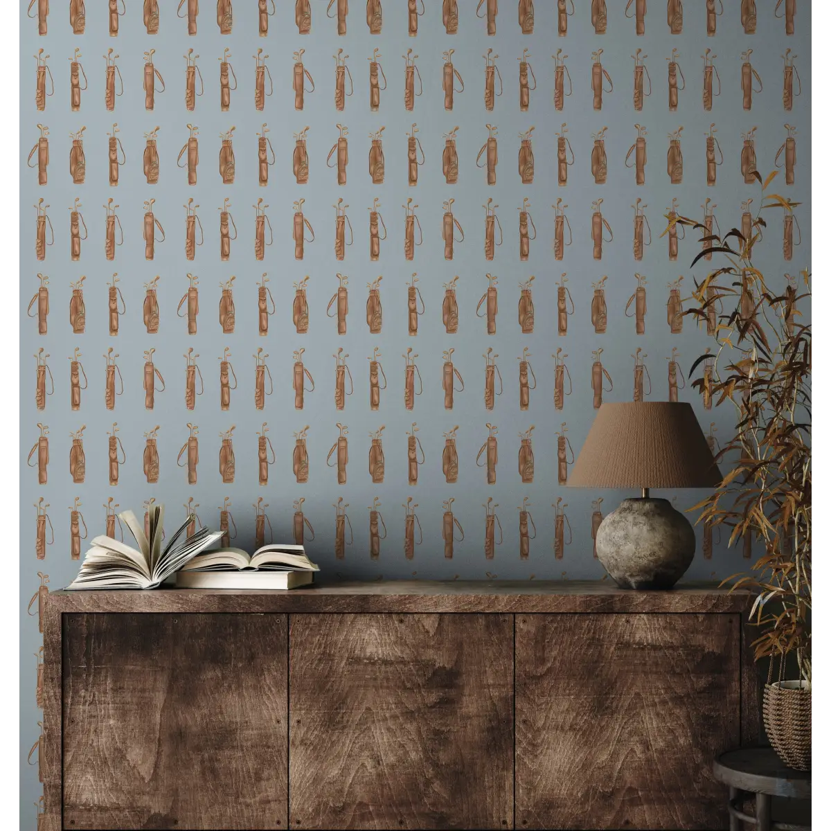 Woods Wallpaper - Vintage Golf Bags - by Hailey Kiefer - Loomwell Home Goods