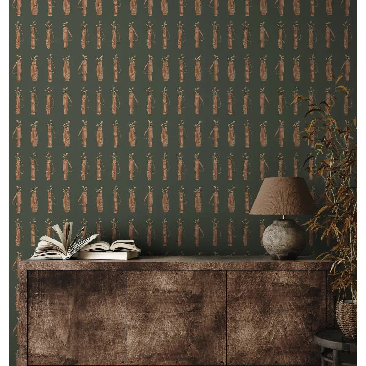Woods Wallpaper - Vintage Golf Bags - by Hailey Kiefer - Loomwell Home Goods
