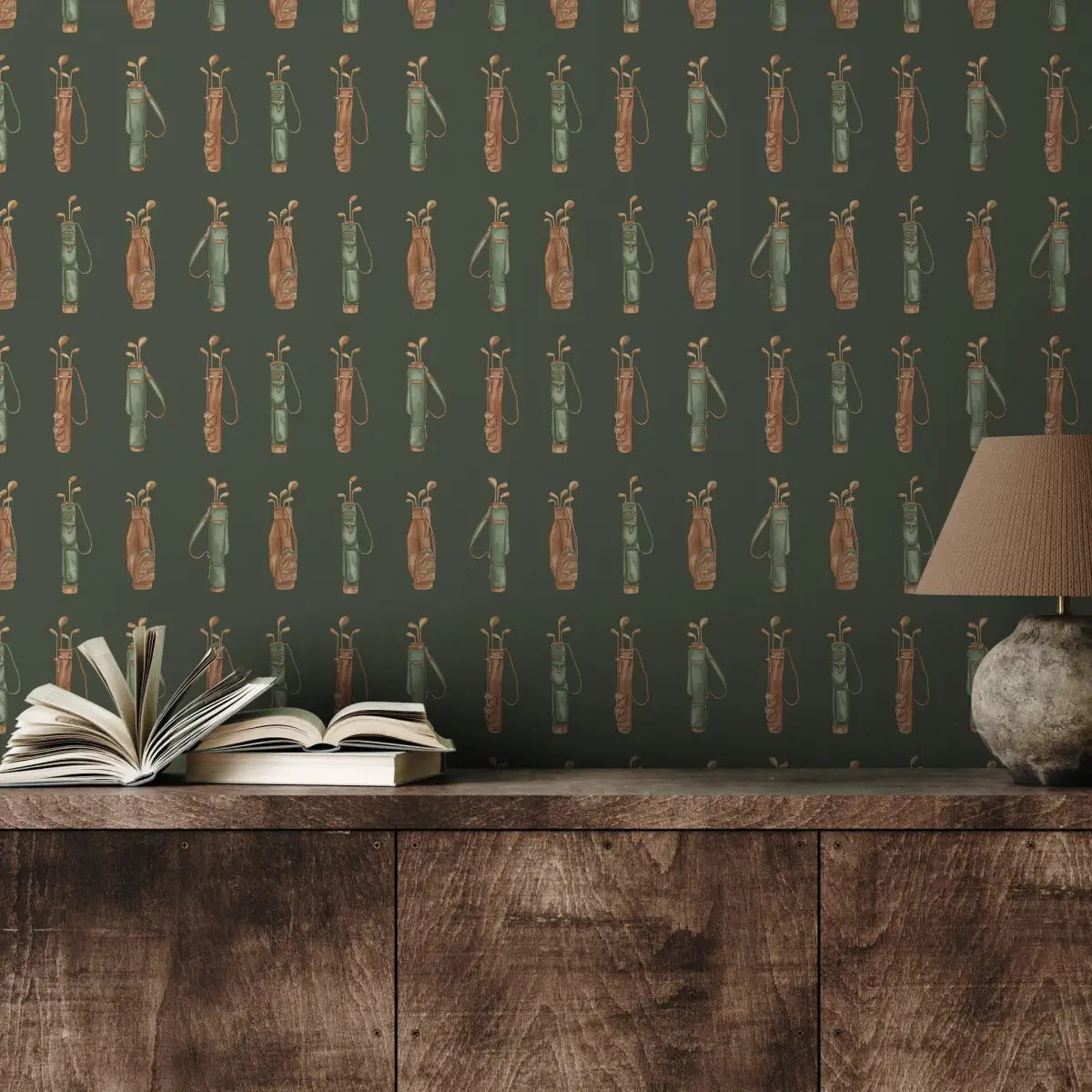 Woods Wallpaper - Vintage Golf Bags - by Hailey Kiefer - Loomwell Home Goods